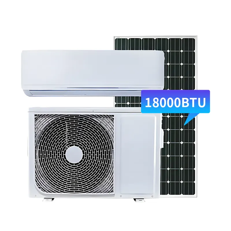 9000 12000 18000 24000 BTU AC Climatiseur à énergie solaire DC Climatiseur solaire hors réseau hybride pour la maison