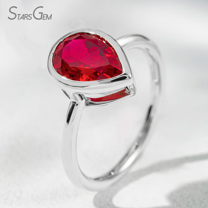 lab blood red ruby + white gold