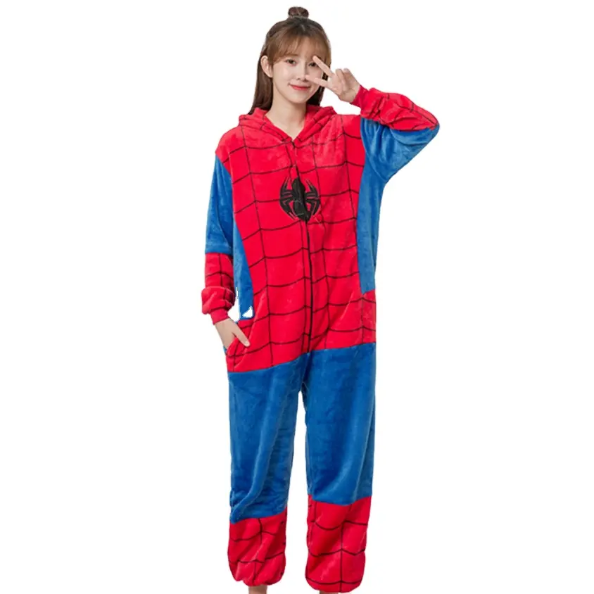 Bereit, Erwachsene und Kinder Frauen siamesische Weihnachten Spiderman Pyjamas Nachtwäsche Nachtwäsche zu versenden