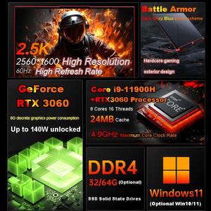16 אינץ '2k ליבה מסך i9 ג 'ן 11 rtx3060 6g גיימר בורג מחשב הברגה 4 <span class=keywords><strong>USB</strong></span> 3.2 3D רינדור משחקים מחשב נייד