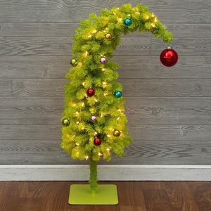 LED ışıkları ile yeni 3ft çarpık boyun noel ağacı yeşil PVC noel süslemeleri - Product Image 6