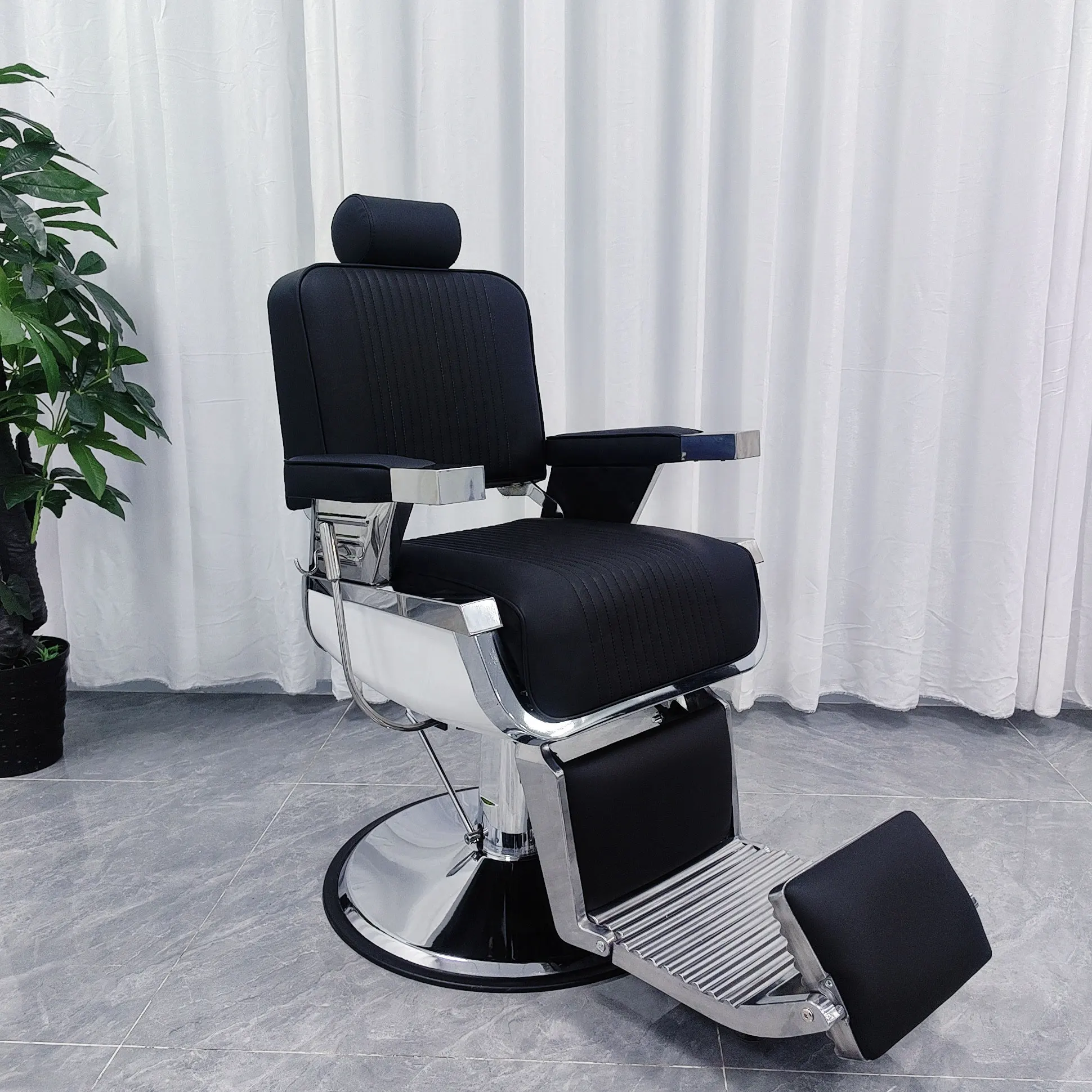Luxo moderno alta beleza qualidade cabelo couro preto portátil barbearia metal salão barbeiro cadeira hidráulica