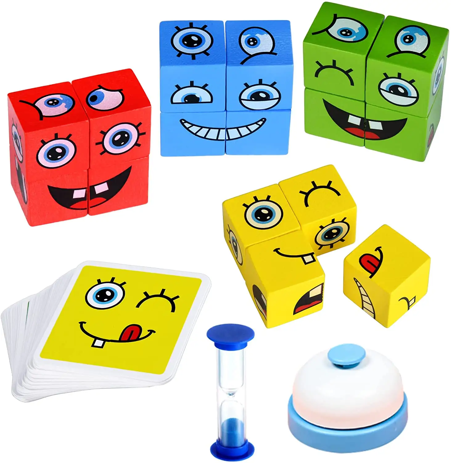 TT138 — jeu de construction d'expressions en bois, blocs assortis, Cube magique changement de visage, Puzzles en bois, jeu d'angle, Puzzle