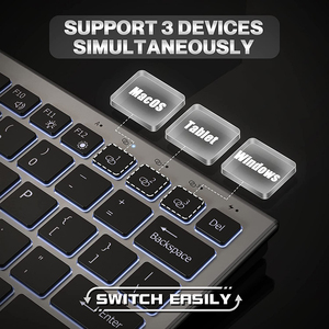 Multi-dispositivo 2,4G USB recargable inalámbrico teclado y ratón conjunto retroiluminado inalámbrico teclado y ratón peine para PC portátil - Product Image 3