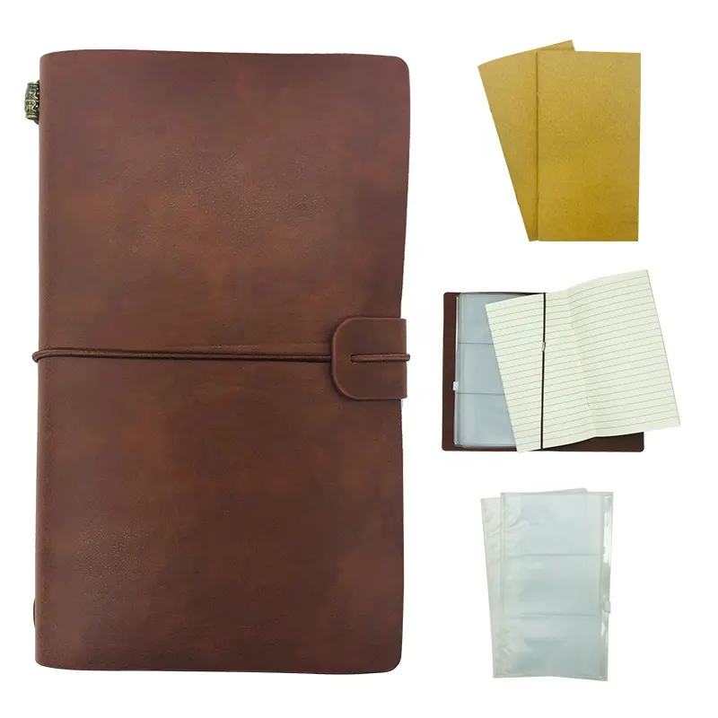 Journal Notebook for Travel Refillable Quality Thick Paper (120gsm, Ruled & Plain), Removable Inner Pouch Bags, Gift Diary