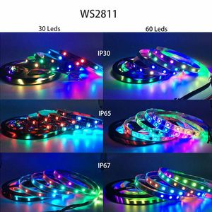 マジック5050 RGB LEDストリップライト30LED/S IC WS2811 12V 10mm銅PCB IP20 IP65ホームデコアオートカラーアドレッサブル5mカラフル - Product Image 5