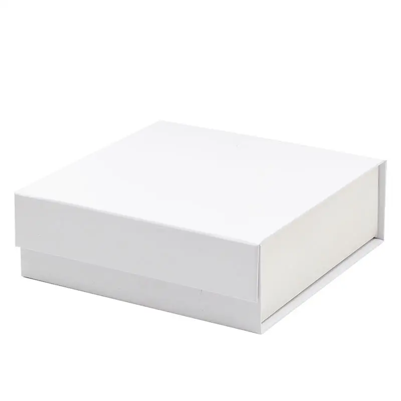 Caja de regalo magnética de papel blanco plegable, cuadrada y Lisa, venta al por mayor