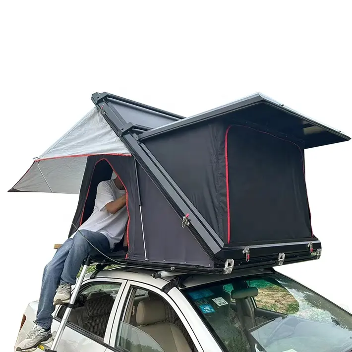 Triángulo de aluminio SUV Car Rooftop Tent Auto-hidráulico Car Family Self-driving Hard Shell Roof Top Tent