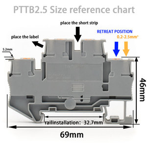 Bloque de terminales de carril DIN PTTB2.5, bloque de terminales de conexión en línea, gris - Product Image 4