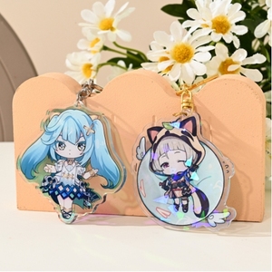 卸売カスタムホログラフィックアニメエポキシチャームキーチェーンUV印刷アクリルガラス金属プラスチックカートンで独自のデザインを作成 - Product Image 4