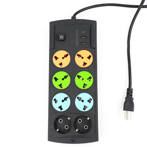 Nuevo estilo Universal y estándar de la UE Toma de corriente de 8 salidas con USB y Tipo C para el hogar o la oficina