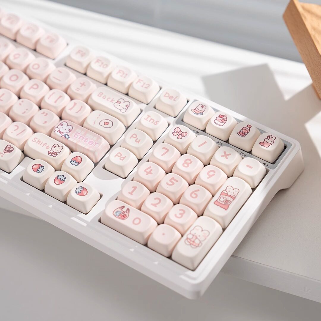 White-YG102 Keyboard+M-OA Candy Rabbit Keycaps