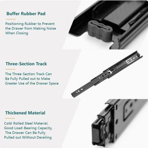 304 मोटी स्टेनलेस स्टील ड्रॉअर रेलों को नम करते हुए तीन-सेक्शन वार्डरोब विस्तारित औद्योगिक रेल तीन-सेक्शन रेल - Product Image 6