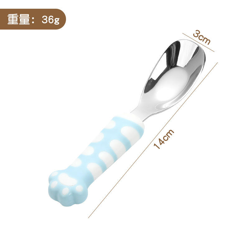 ช้อนแท่งโลหะสแตนเลส 316 รูปอุ้งเท้าแมวสีน้ำเงิน