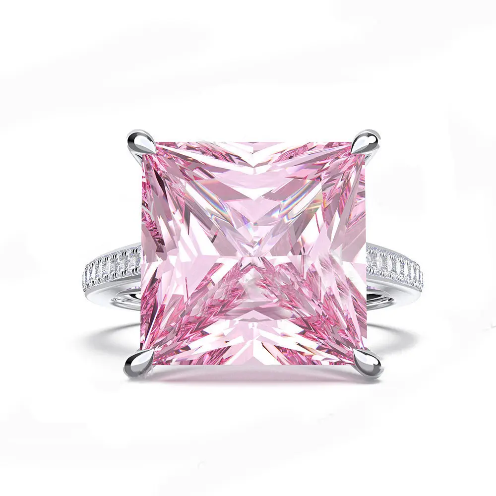 925 Sterling Silver Fashion Princess Cut Gemstone Ring For Women