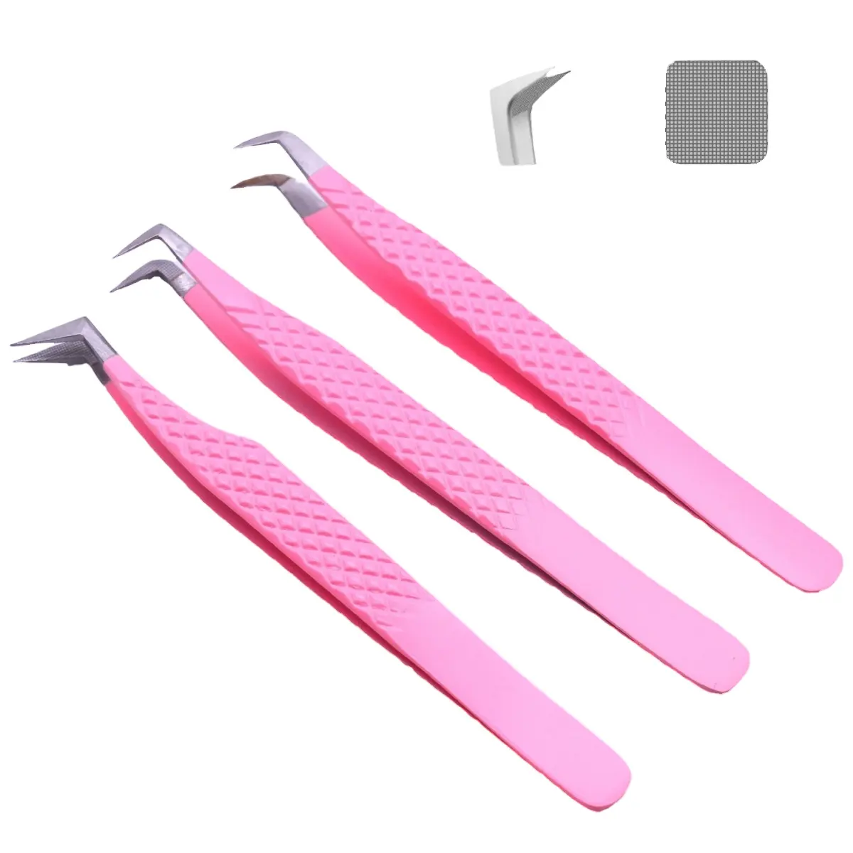 Print Logo Fiber Tip Eyelash Tweezers 45 75 90 Degree Tweezers Custom Private Label Lash Extension Tweezers