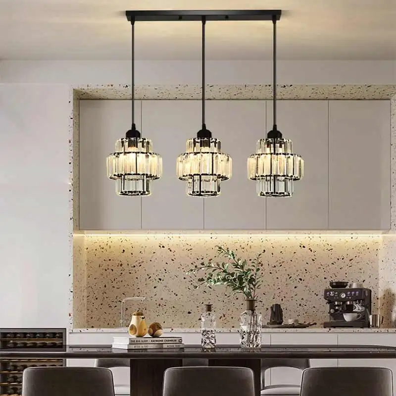 Exquisite Crystal Dining Room Bar Chandelier Gold Color Beautiful Tea Room Study E27 Pendant Light