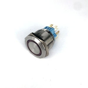 25mm DPDT impermeabile IP67 On-Off interruttore a pulsante LED sorgente luminosa autobloccante rosso momentaneo 12V/24V 5A Flat Push - Product Image 1