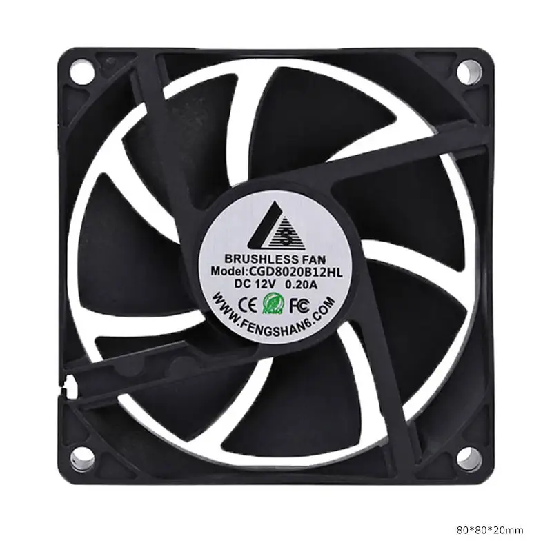 Ventilateur de refroidissement Axial Dc, Super silencieux, sans balais, étanche, 8020, 12V/24V