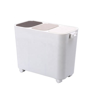 Kworld çöp ayırma dikdörtgen 3 bölme çöp kovaları enerji tasarrufu tekerlekler sıhhi kolları - Product Image 1
