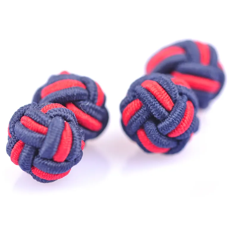 Toptan erkek kol düğmeleri ikiz kırmızı & lacivert renk gömlek ipek düğüm manşet bağlantılar ucuz fiyata