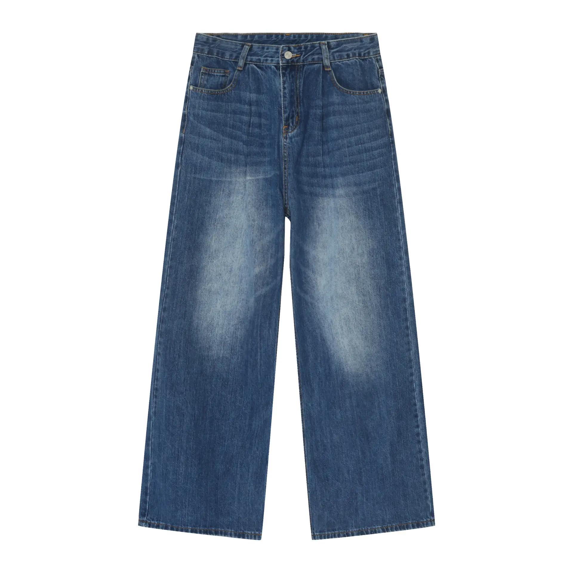 2024 nuova personalità della moda pantaloni dritti in Denim larghi jeans da uomo a gamba larga