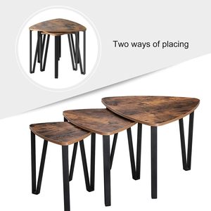 XINSHIYI-Mesas de café anidadas, Juego de 3 mesas auxiliares vintage - Product Image 6