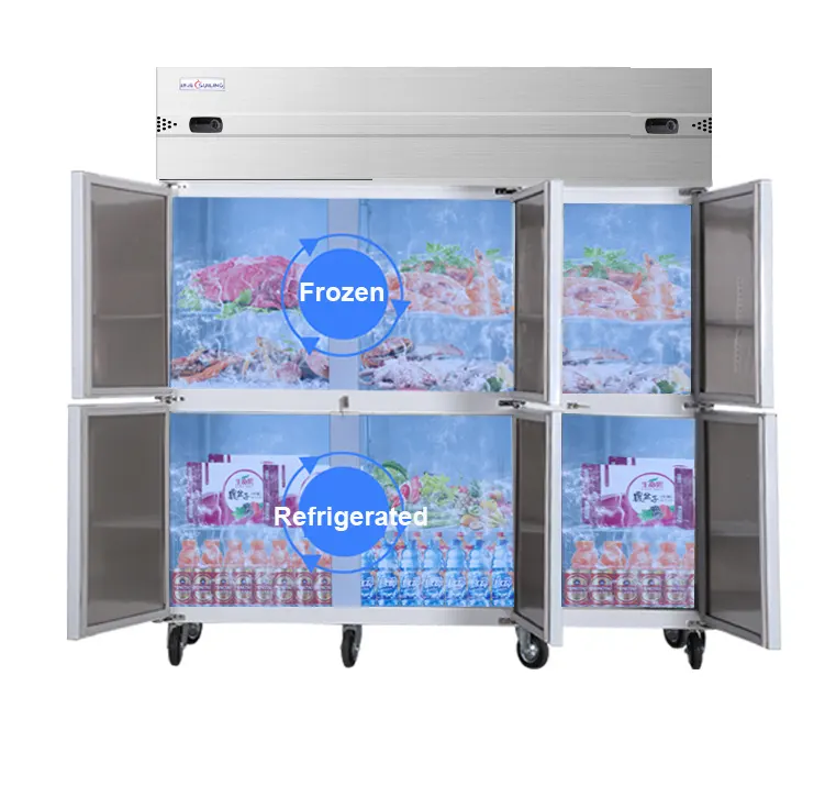 Aprobación CE de 110V o 220V 6 puerta vertical congelador comercial bien refrigerador para restaurante