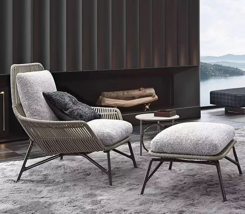 Canapé simple + repose-pieds-kaki