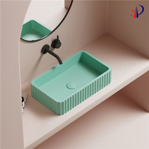 美亚妮白色彩色矩形控制台浴室人造石实心表面台面盆水槽 - Product Image 6