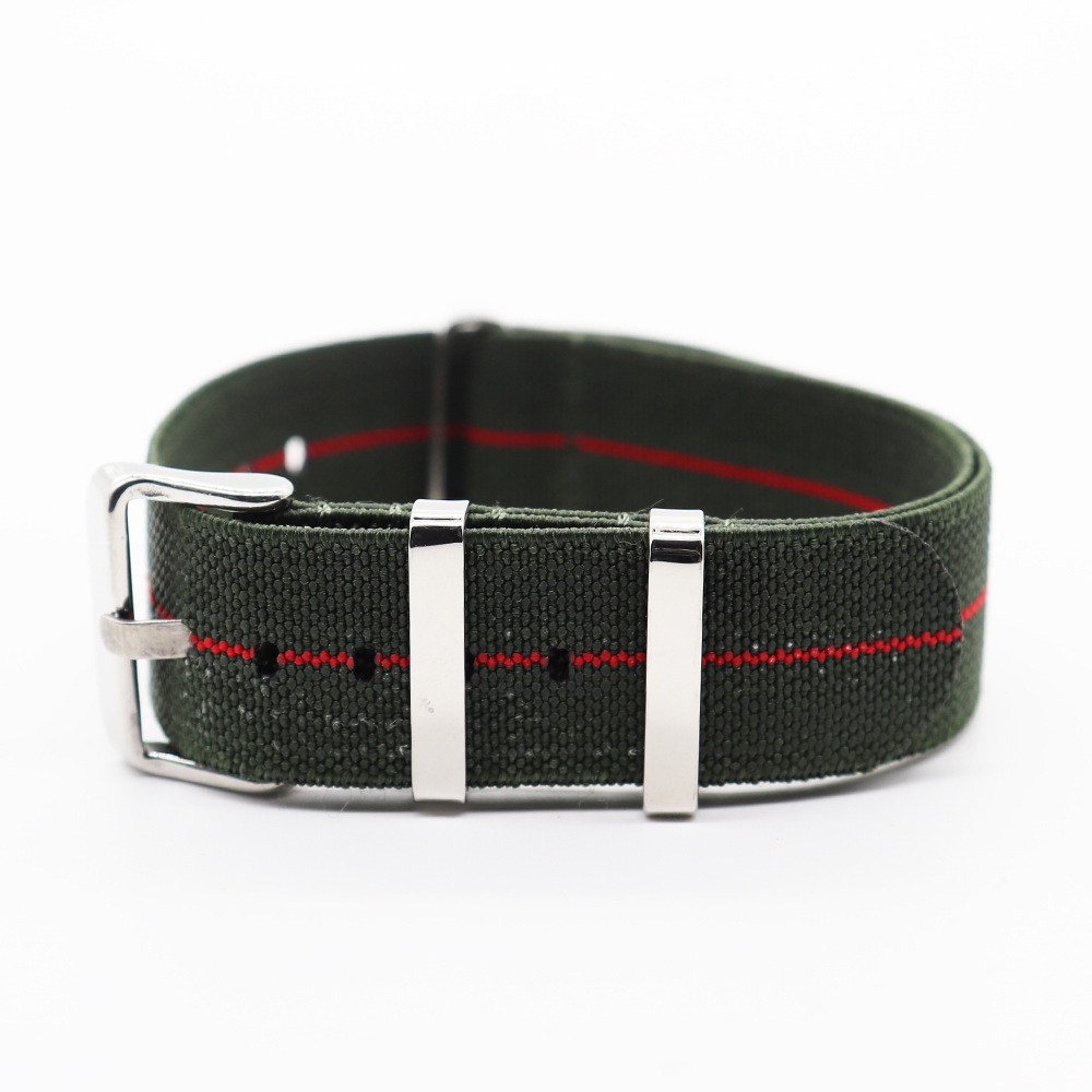 Vert armée rouge avec boucle argentée