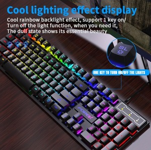 Conjunto de teclado y ratón mecánico para juegos de FV-Q305S, teclado de ordenador rgb con brillo por cable, resistente al agua, nuevo