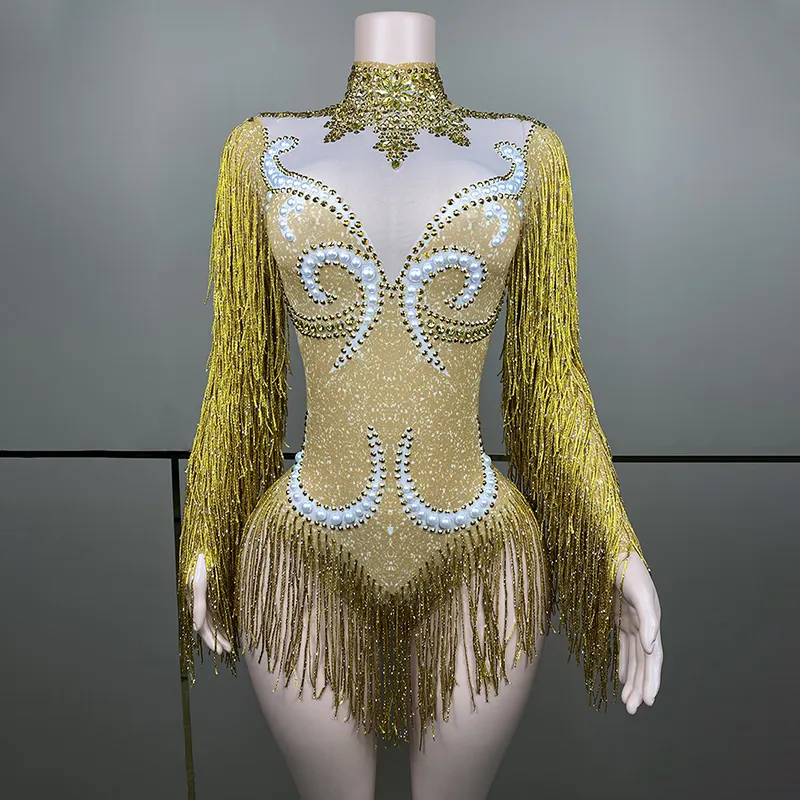 Vestidos Novance Y2945 en stock, traje de baile Oriental de encaje estampado con diamantes de imitación brillantes, vestido amarillo para mujer