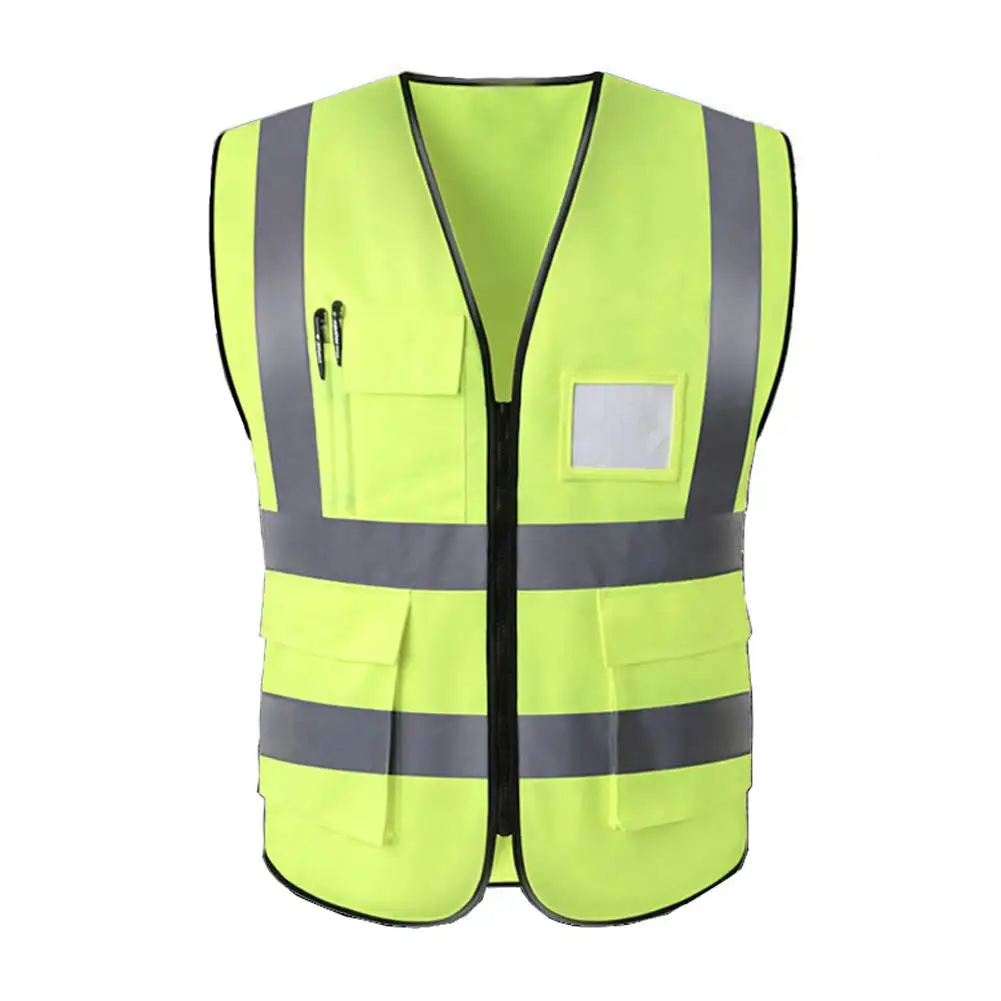 Áo Vest An Toàn Hi Vis Làm Việc Vá Có Thể Nhìn Thấy Cao Với Túi Bảo Vệ An Ninh Phản Quang Striping Bảo Vệ Vest