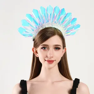 Gece kulüpleri festivaller için yeni <span class=keywords><strong>LED</strong></span> ışık Headbands-aydınlık yanıp sönen <span class=keywords><strong>Mohawk</strong></span> saç bandı Tiara cadılar bayramı kostüm mezuniyet ramazan