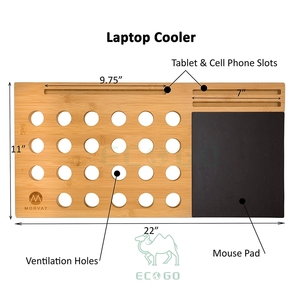 Bamboo <strong>Lap</strong> Desk Board Multi Task Laptop Tablet Cellphone Stand Holder with Built-in Mouse Pad <strong>Lap</strong> <strong>Table</strong> with Ventilation Holes - Product Image 2