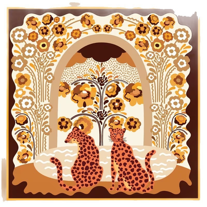 HZ-119-Estera de Mahjong 3 - Arco de leopardo doble de arte popular