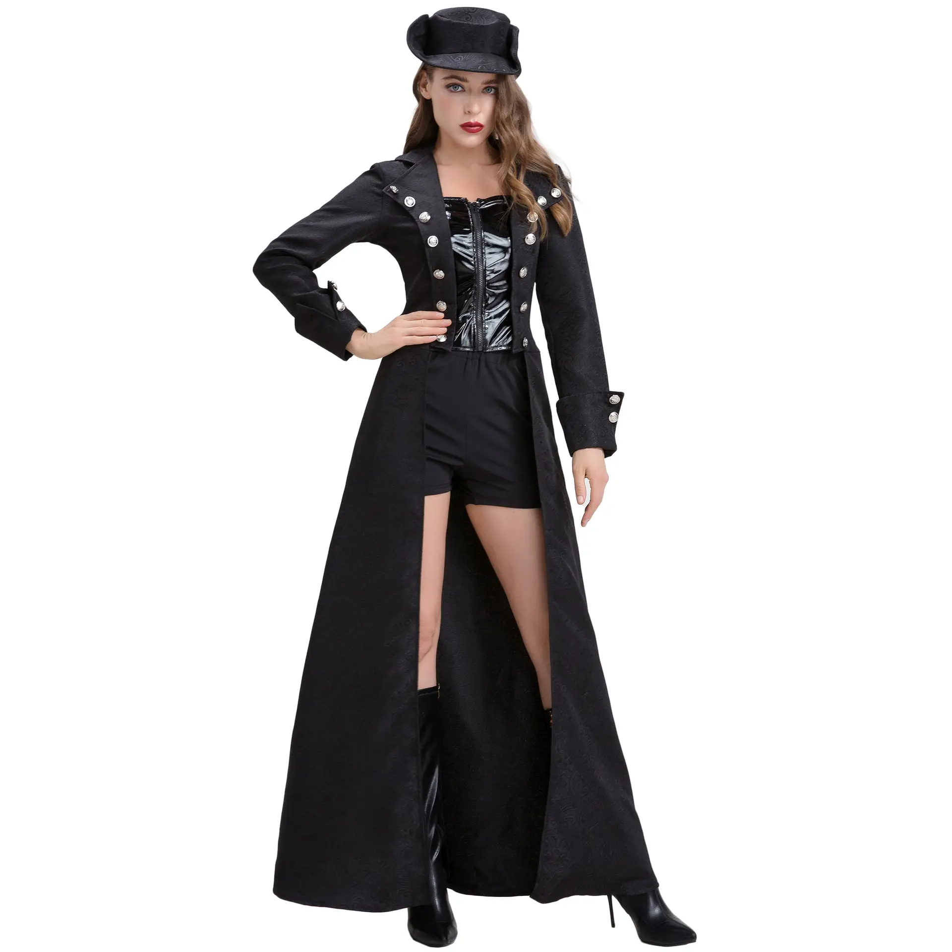 Venta al por mayor Sexy Disfraces de Halloween Black Punk Rock Disfraz de mujer Disfraz de Halloween para mascarada