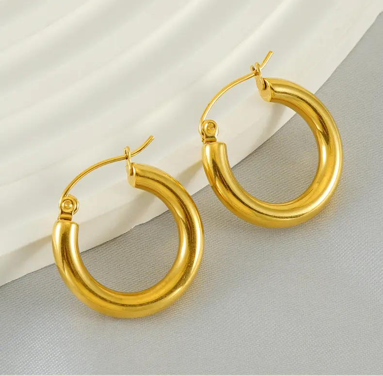 Moda cerchio in metallo di fascia alta piccolo titanio femminile orecchini in acciaio inossidabile minimalista da donna gioielli in oro
