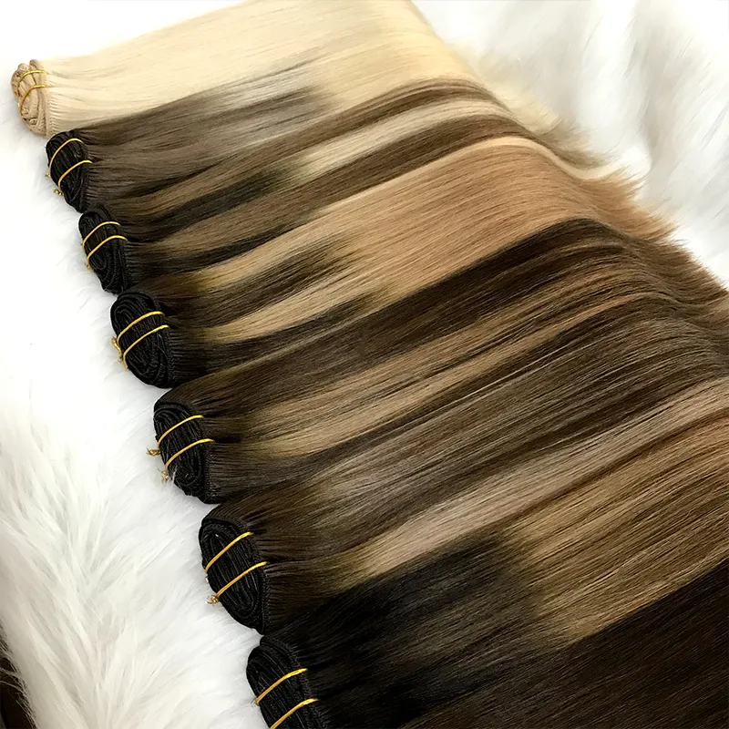 Factory Price Hot Selling Wholesale Double Drawn Virgin Remy Human Hair Extention 120g Skin Pu Clip In Hair For White Women