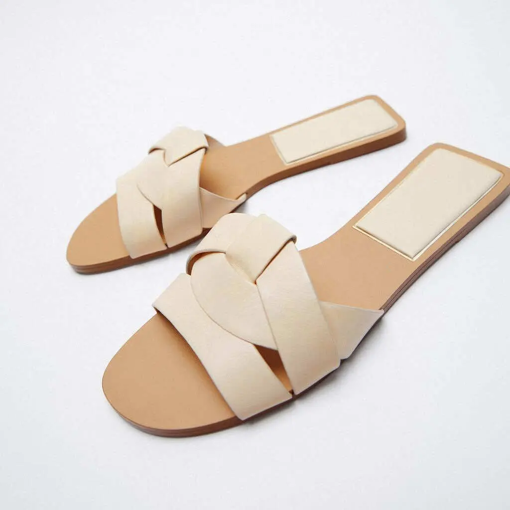 Logotipo personalizado ZA Rhinestone Gold Leather Sandálias De Design Brilhante De Alta Qualidade Para As Mulheres Senhoras Desliza Chinelos Flat Slipper Shoes