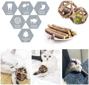 Catnip Toys Natural Silvervine Stick Catnip Ball & Bell Ball-Juguetes para gatos de interior Limpieza de dientes - Product Image 5