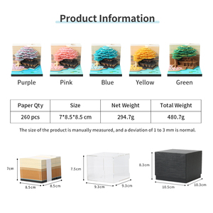 Bloc de notas adhesivas 3D con logotipo personalizado impreso, escultura de arte en papel 3D, casa del árbol de Sakura, regalo de Navidad, bloque semanal, calendario de notas - Product Image 5