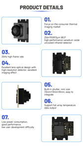 Tiny1-C 256*192 Mini nhiệt mô-đun máy ảnh với tầm nhìn ban đêm chức năng CMOS cảm biến SD Thẻ lưu trữ dữ liệu 1-năm bảo hành - Product Image 6