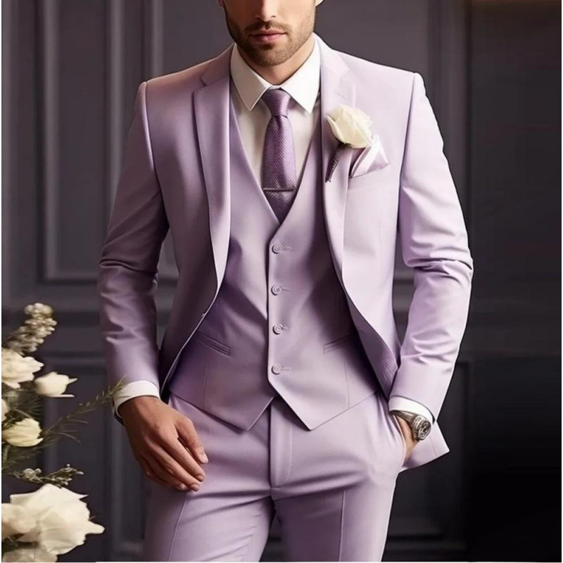 Gilet e pantaloni eleganti color lilla chiaro