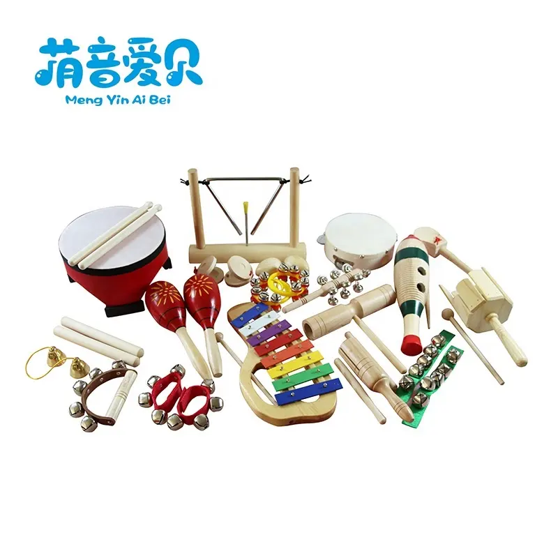 Conjunto de instrumento musical, conjunto de instrumentos musicais coloridos com percussão para crianças