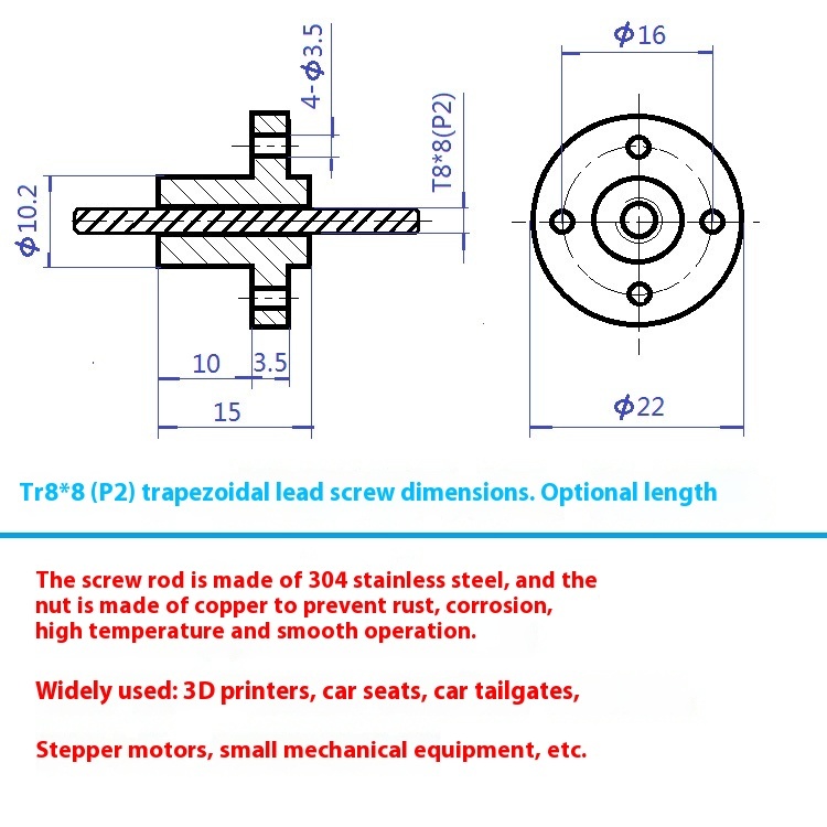 TEBAK W-08 C5 C7 8mm 110 200 400 500 600 1000mm T8 Trapezoidal