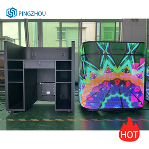 Hình chữ U công ty triển lãm quầy lễ tân LED màn hình hiển thị TV tường thương mại bảng với bánh xe - Product Image 4