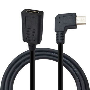 高品质USB 3.1 C型母对微型USB 2.0 5pin公弯头90度左右向下延伸电缆 - Product Image 1