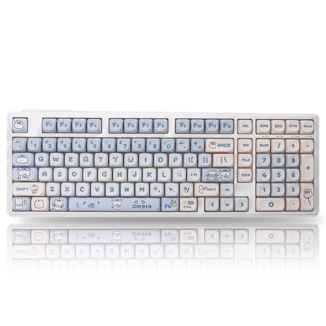 White-YG102 Keyboard+Mao Band Dog Keycaps
